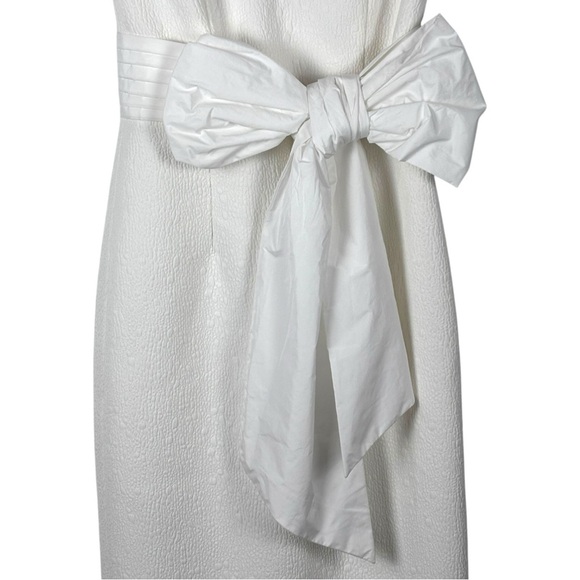 ANTHROPOLOGIE REBECCA VALLANCE GENEVIEVE BRIDAL BOW V-NECK SHEATH MIDI DRESS - Picture 9 of 17